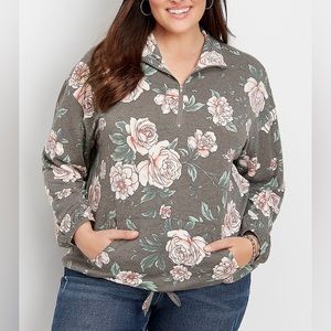 Maurice’s Plus Size Pullover Floral Cinch Sweatshirt. Size 0X. Size Tag Removed.
